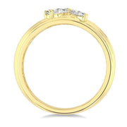 3/8 Ctw Textured Shank 2-Stone Pear Cut Diamond Fashion Band in 14K Yellow Gold