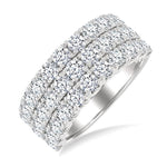 Load image into Gallery viewer, 3 Ctw Triple Row Round Cut Diamond Wide Wedding Band in 14K White Gold
