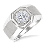 Load image into Gallery viewer, 1/2 Ctw Octagonal Shape Lovebright Round Cut Diamond Men's Ring in 10K White Gold