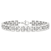 1/6 Ctw Bold Panther Link Round Cut Diamond Fashion Bracelet in Sterling Silver