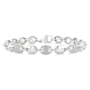 1/10 Ctw Mariner Link Round Cut Diamond Bracelet in Sterling Silver