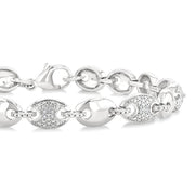 1/10 Ctw Mariner Link Round Cut Diamond Bracelet in Sterling Silver