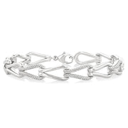 1/6 Ctw Round Cut Diamond Bold Knot Link Fashion Bracelet in Sterling Silver
