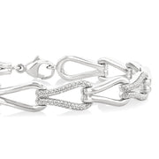 1/6 Ctw Round Cut Diamond Bold Knot Link Fashion Bracelet in Sterling Silver
