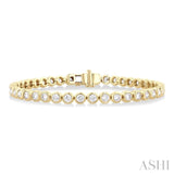 4 1/5 Ctw East-West Bezel Set Round Cut Diamond Tennis Bracelet in 14K Yellow Gold