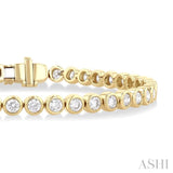 4 1/5 Ctw East-West Bezel Set Round Cut Diamond Tennis Bracelet in 14K Yellow Gold