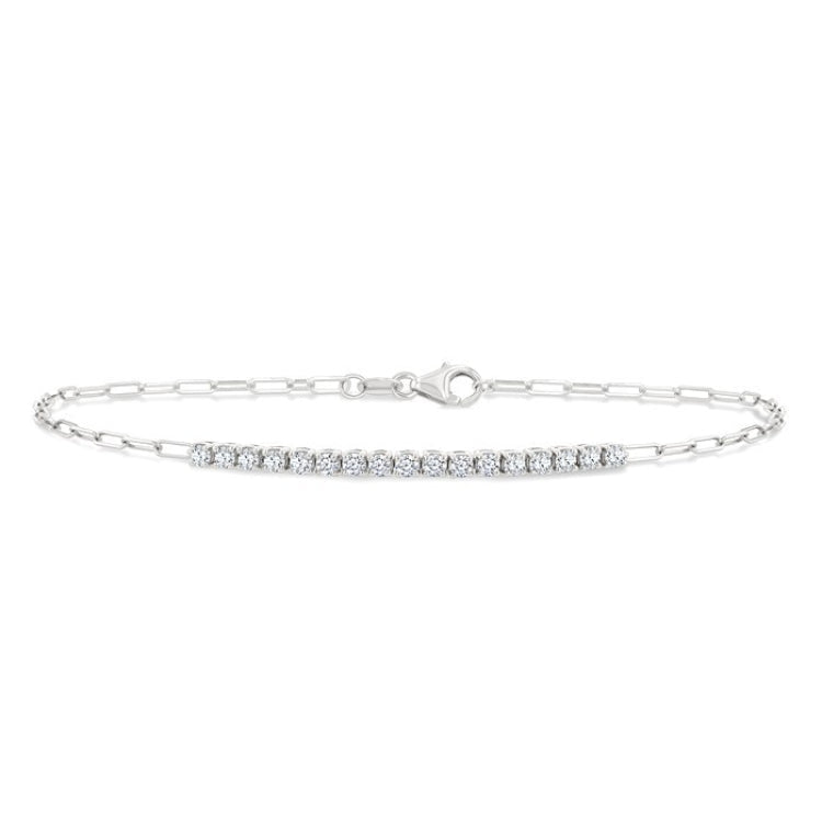 1/2 Ctw Round Cut Diamond Paperclip Chain Bracelet in 14K White Gold