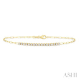 1/2 Ctw Round Cut Diamond Paperclip Chain Bracelet in 14K Yellow Gold
