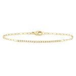 Load image into Gallery viewer, 1/4 Ctw Round Cut Diamond Paperclip Chain Bracelet in 14K Yellow Gold