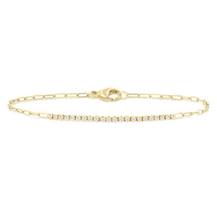 1/4 Ctw Round Cut Diamond Paperclip Chain Bracelet in 14K Yellow Gold