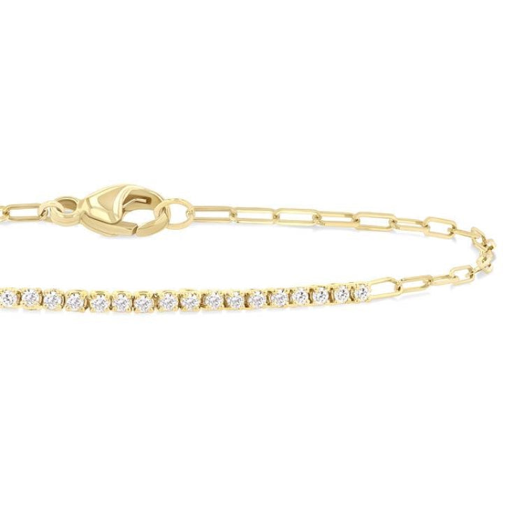 1/4 Ctw Round Cut Diamond Paperclip Chain Bracelet in 14K Yellow Gold