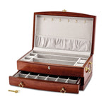 Load image into Gallery viewer, Luxury Giftware by Jere Matte Cherry Finish Bubinga Veneer 1-drawer Locking Wooden Jewelry Chest