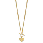 Load image into Gallery viewer, 14k Polished Diamond-cut Heart with 3-Strand Chain 18 inch Toggle Necklace