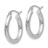 14K White Gold 3x20mm Polished Tube Hoop Earrings