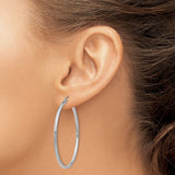 14k White Gold 2x45mm Polished Tube Hoop Earrings