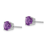 14k White Gold 6mm Round Amethyst Post Earrings