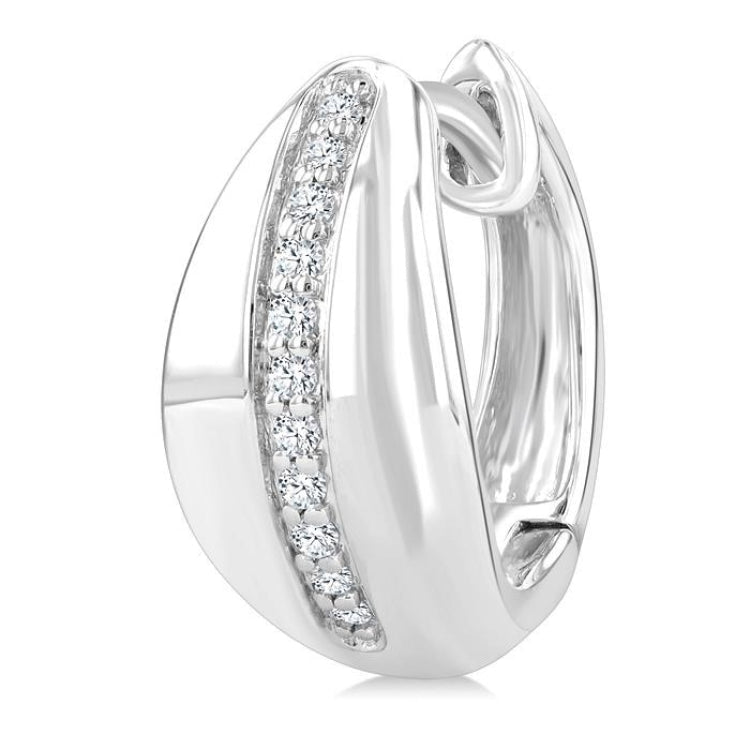 1/6 Ctw Round Cut Diamond Bold Fashion Hoop Earrings in 10K White Gold