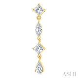 1/2 Ctw Mixed Cut Diamond Fashion Long Earrings in 14K Yellow Gold