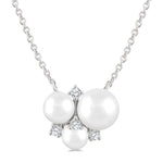 Load image into Gallery viewer, 4 MM, 5 MM &amp; 6 MM Cultured Pearl and 1/20 Ctw Round Cut Diamond Fashion Pendant With Chain in 10K White Gold