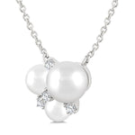 Load image into Gallery viewer, 4 MM, 5 MM &amp; 6 MM Cultured Pearl and 1/20 Ctw Round Cut Diamond Fashion Pendant With Chain in 10K White Gold