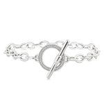 Load image into Gallery viewer, 1/10 Ctw Circle Toggle Round Cut Diamond Fashion Bracelet in Sterling Silver