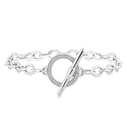1/10 Ctw Circle Toggle Round Cut Diamond Fashion Bracelet in Sterling Silver