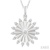 1/5 Ctw Round Cut Diamond Circle Fluted Fashion Pendant With Chain in 10K White Gold