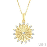 1/5 Ctw Round Cut Diamond Circle Fluted Fashion Pendant With Chain in 10K Yellow Gold