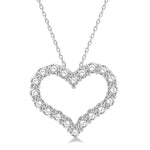 Load image into Gallery viewer, 3/4 Ctw Heart Shape Round Cut Diamond Pendant With Chain in 14K White Gold