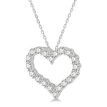 Load image into Gallery viewer, 3/4 Ctw Heart Shape Round Cut Diamond Pendant With Chain in 14K White Gold