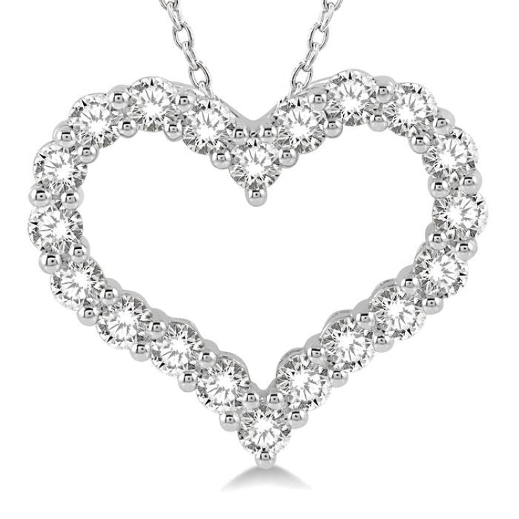 3/4 Ctw Heart Shape Round Cut Diamond Pendant With Chain in 14K White Gold