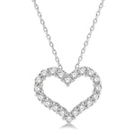Load image into Gallery viewer, 1/2 Ctw Heart Shape Round Cut Diamond Pendant With Chain in 14K White Gold