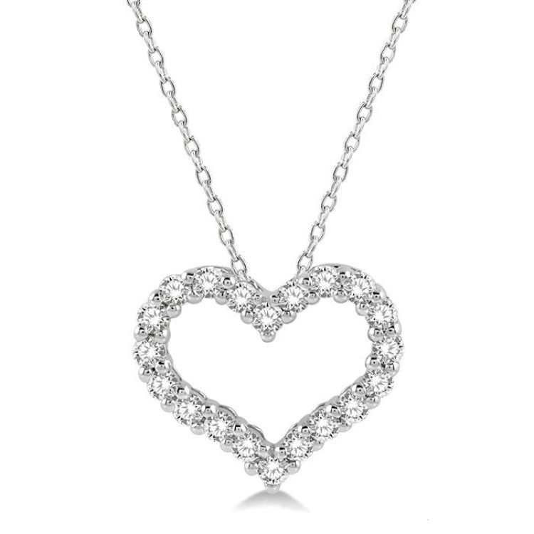 1/2 Ctw Heart Shape Round Cut Diamond Pendant With Chain in 14K White Gold