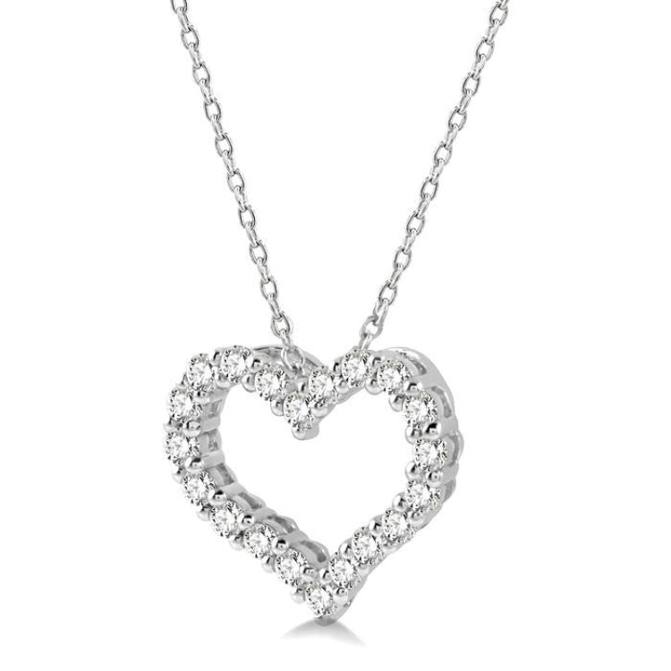 1/2 Ctw Heart Shape Round Cut Diamond Pendant With Chain in 14K White Gold