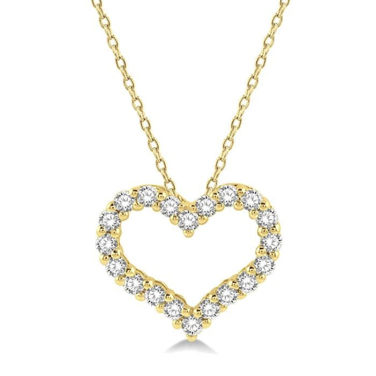 1/2 Ctw Heart Shape Round Cut Diamond Pendant With Chain in 14K Yellow Gold