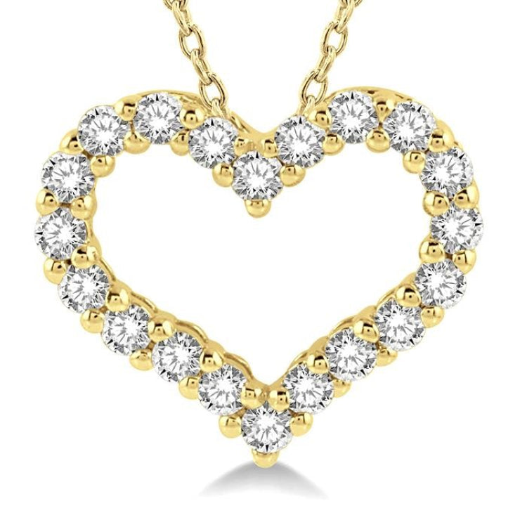 1/2 Ctw Heart Shape Round Cut Diamond Pendant With Chain in 14K Yellow Gold