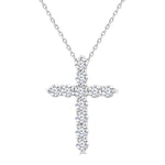 Load image into Gallery viewer, 1/3 Ctw Round Cut Diamond Cross Pendant With Chain in 14K White Gold