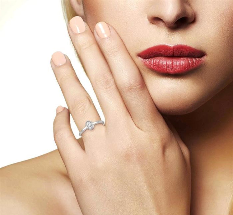 1/50 Ctw Oval Shape Round Cut Diamond Promise Ring in 10K White Gold