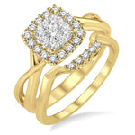 Load image into Gallery viewer, 1/2 Ctw Diamond Lovebright Wedding Set with 1/2 Ctw Engagement Ring and 1/20 Ctw Wedding Band in 14K Yellow and White Gold