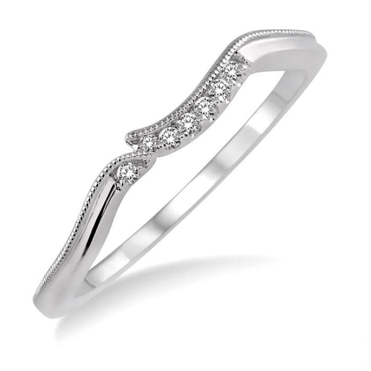 1/20 Ctw Round Cut Diamond Wedding Band in 14K White Gold