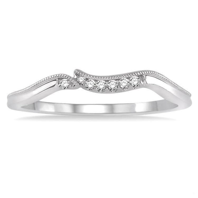 1/20 Ctw Round Cut Diamond Wedding Band in 14K White Gold