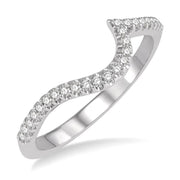 1/6 Ctw Crescent Shape Round Cut Diamond Wedding Band in 14K White Gold