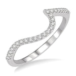 Load image into Gallery viewer, 1/6 Ctw Crescent Shape Center Round Cut Diamond Wedding Band in 14K White Gold