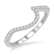 1/6 Ctw Crescent Shape Center Round Cut Diamond Wedding Band in 14K White Gold