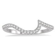 1/6 Ctw Crescent Shape Center Round Cut Diamond Wedding Band in 14K White Gold
