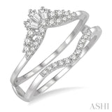 1/3 Ctw Tiara Baguette and Round Cut Diamond Insert Ring in 14K White Gold