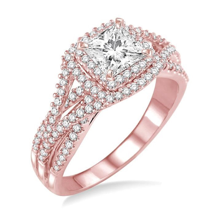5/8 Ctw Diamond Semi-Mount Engagement Ring in 14K Rose Gold
