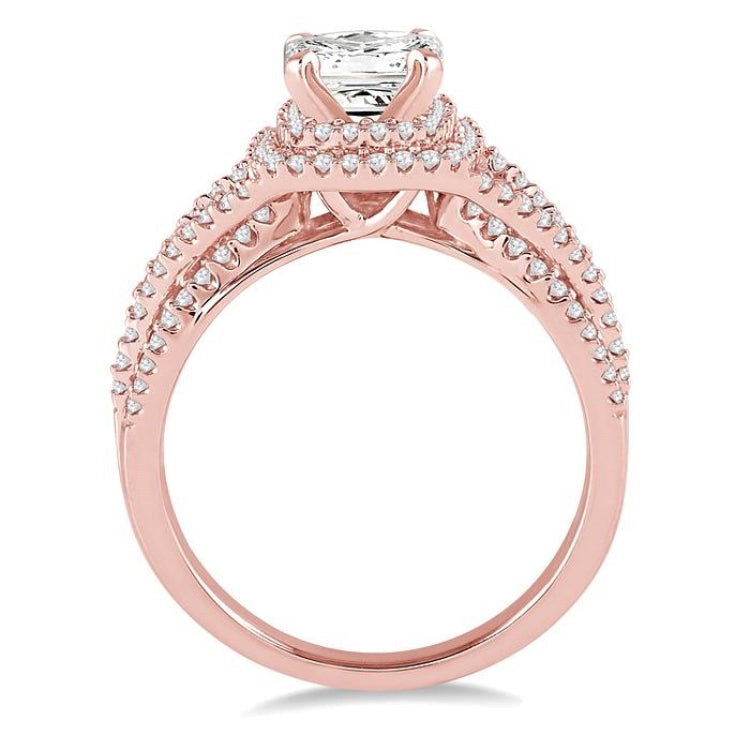 5/8 Ctw Diamond Semi-Mount Engagement Ring in 14K Rose Gold