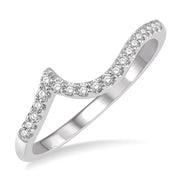 1/6 Ctw Curve Round Cut Diamond Wedding Band in 14K White Gold
