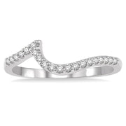 1/6 Ctw Curve Round Cut Diamond Wedding Band in 14K White Gold